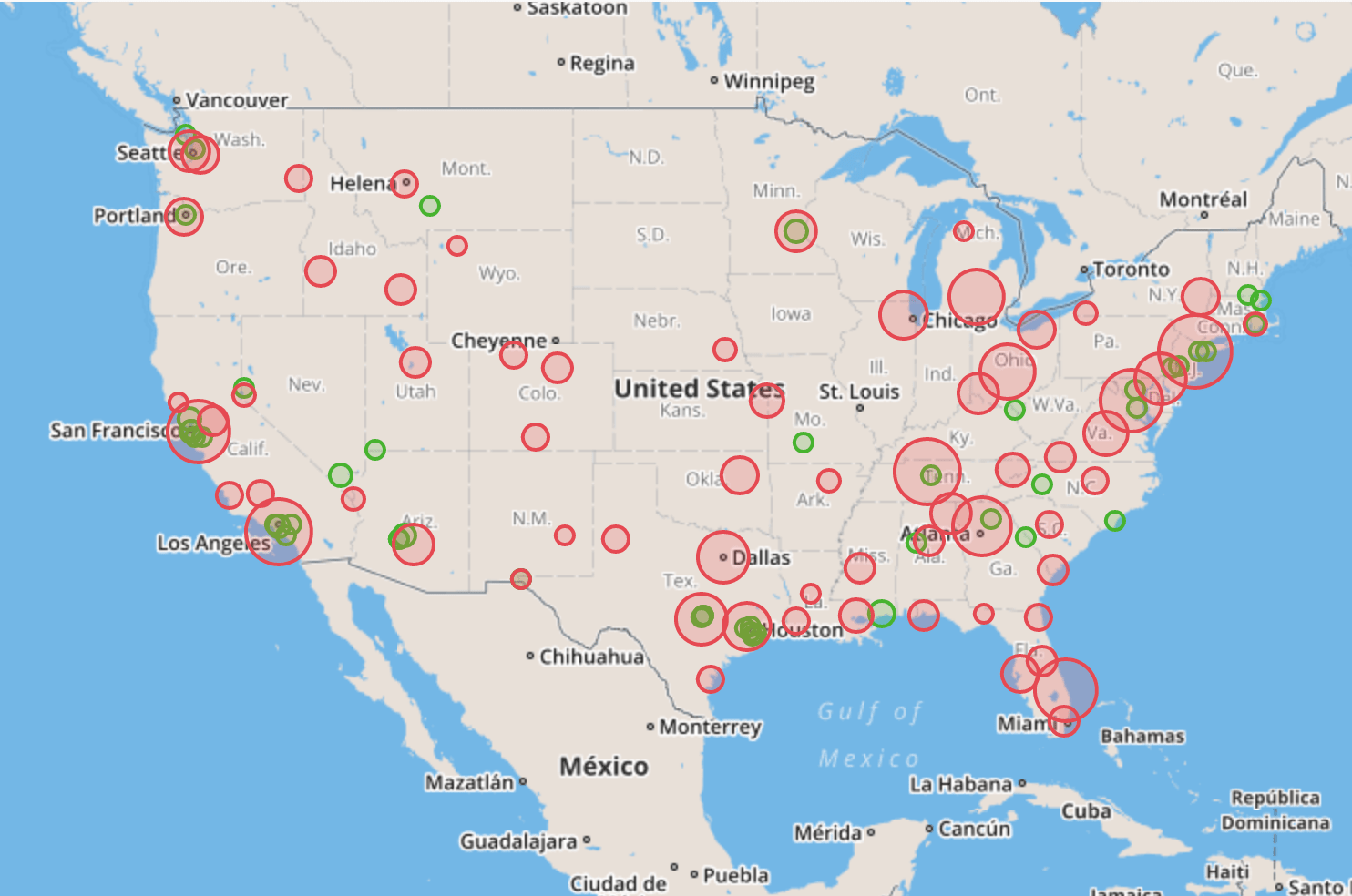 Increased vs decreased rates during the first week of April in the US