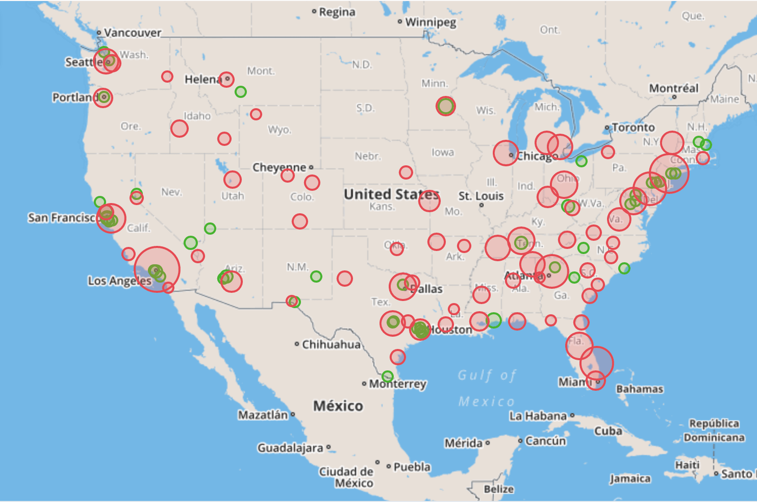 Increased vs decreased rates during the second week of April in the US