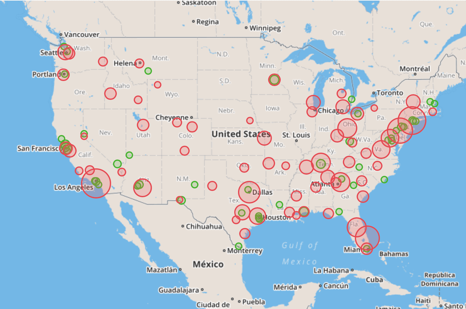 Increased cancellation rates vs decreased cancellation rates during the third week of April in the US