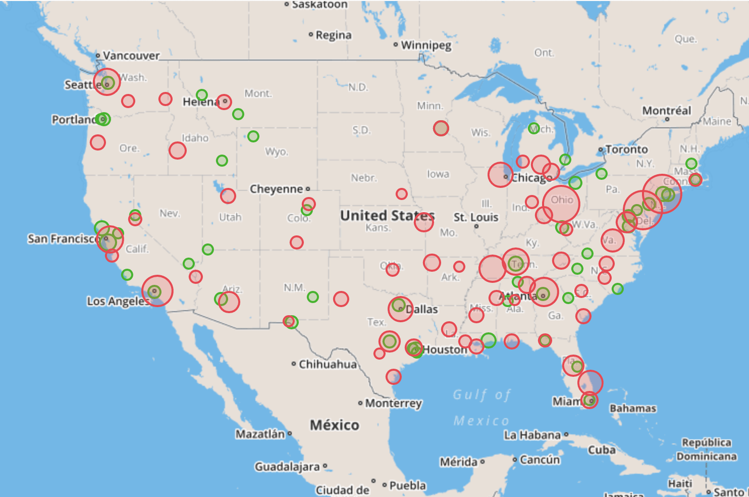 Increased cancellation rates vs decreased cancellation rates during the fourth week of April in the US