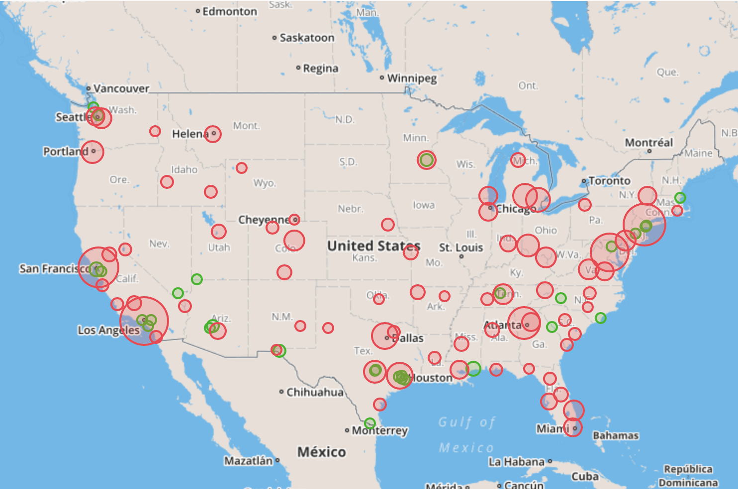 Increased vs decreased rates during  the third week of March in the US