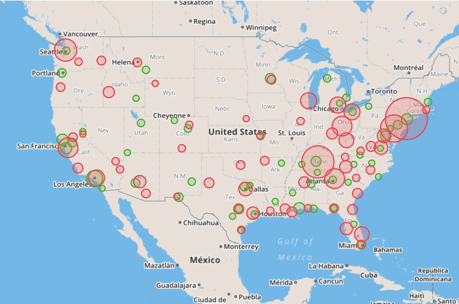 Increased cancellation rates vs decreased cancellation rates during the first week of May in the US