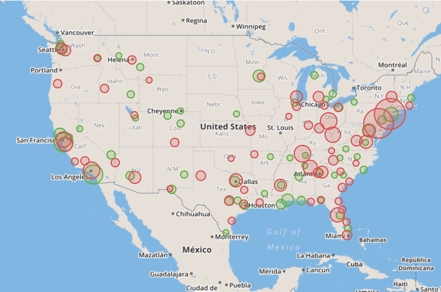 Increased cancellation rates vs decreased cancellation rates during the second week of May in the US