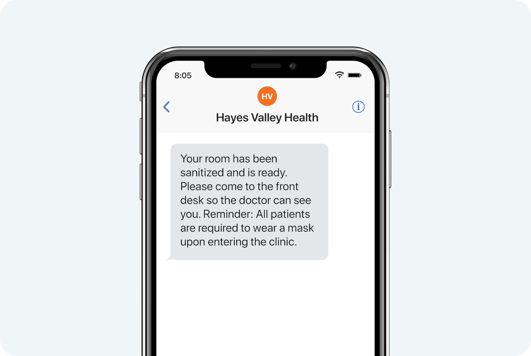 Room Is Ready Notification Text