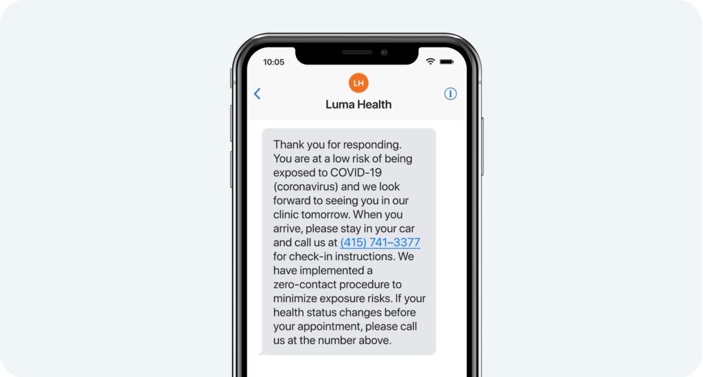 healthcare strategy - low risk visit phone message